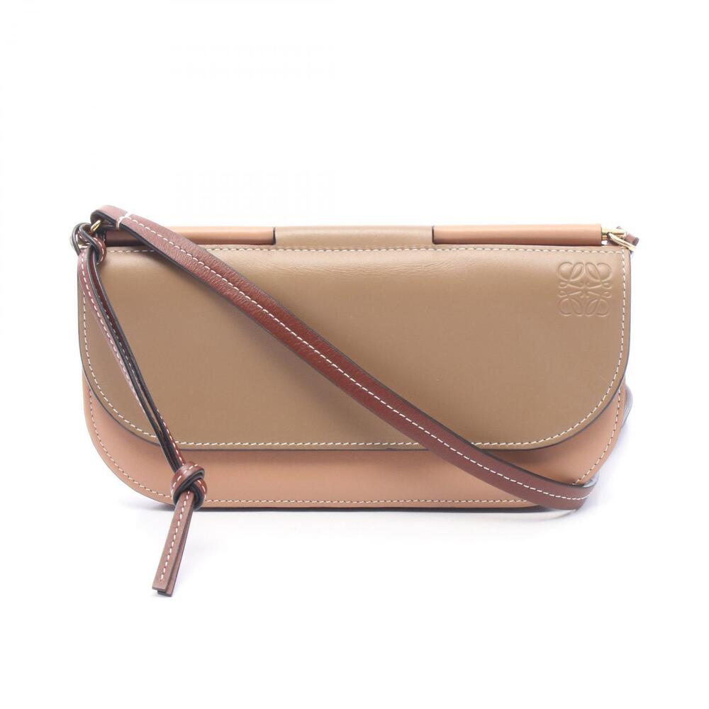 Loewe Gate Pochette Shoulder Bag Leather Gray Pink Brown